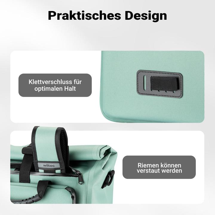 Produktbild Wiltec Gepäckträgertasche mintgrün 25l Fahrradtasche Rucksack Gepäcktasche (25 l, Gepäckträgertasche)