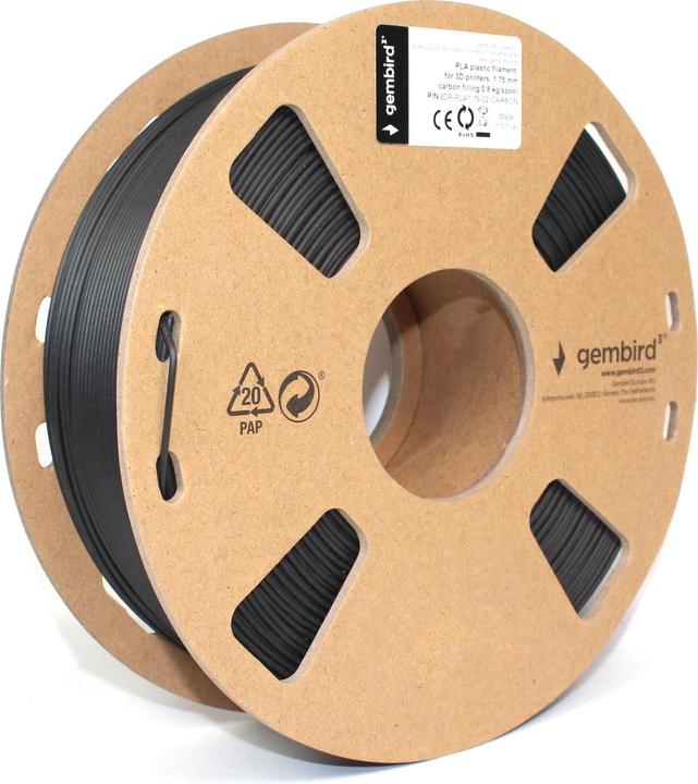 Produktbild Gembird PLA Filament Carbon 1.75 mm 0.8 kg 3DP-PLA1.75-02-CARBON (PLA, 1.75 mm, 800 g)
