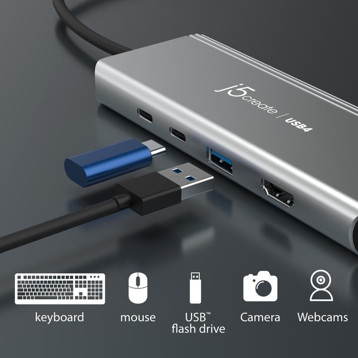 Produktbild j5Create JCD401-N Hub multiporta Dual 4K USB4™ (USB-C, 5 Ports)