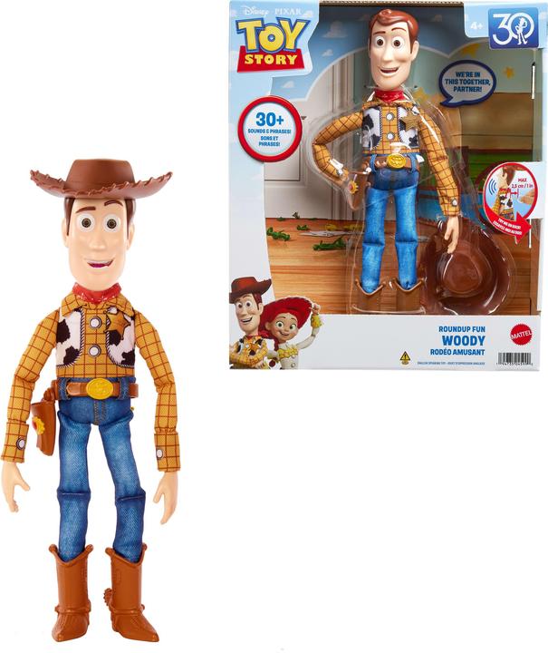 Disney Mattel Pixar Toy Story Roundup Fun Woody Large Talking Posable Figure