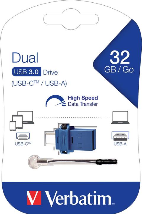 Produktbild Verbatim Store ‘n’ Go Dual (32 GB, USB 3.0, USB-C, USB-A)