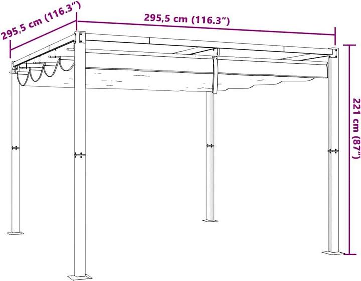 Produktbild vidaXL Gartenpavillon mit Ausziehbarem Dach Creme 3x3 m Stahl Pavillon (295.50 cm, 295.50 cm)