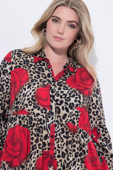 Produktbild Miamoda Bluse, A-Linie, Leo/-Rosen-Muster, Langarm (54)