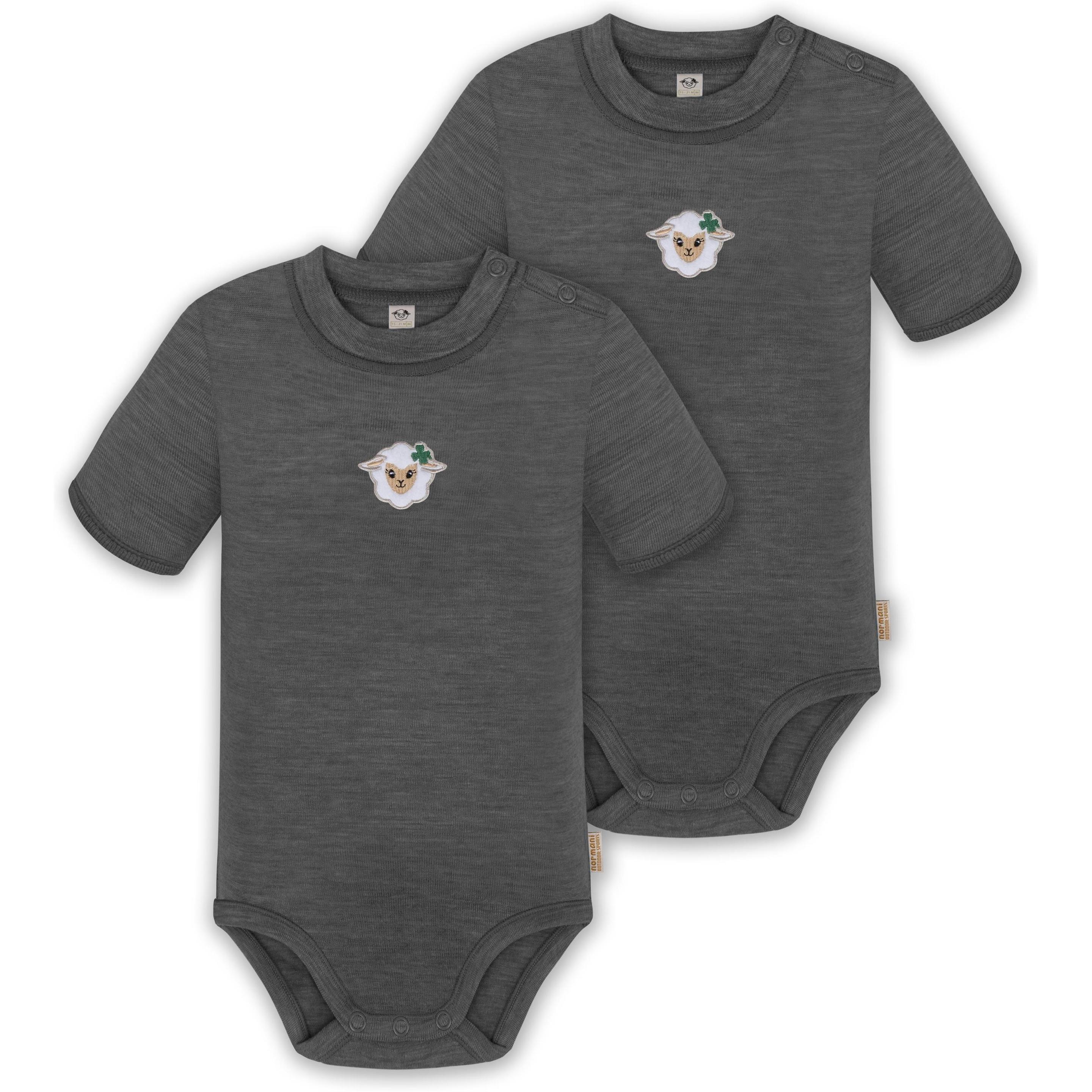 Normani, Body, 2er Set Baby Merino Kurzarmbody „Tihoi" - 9309, Grau, (56)