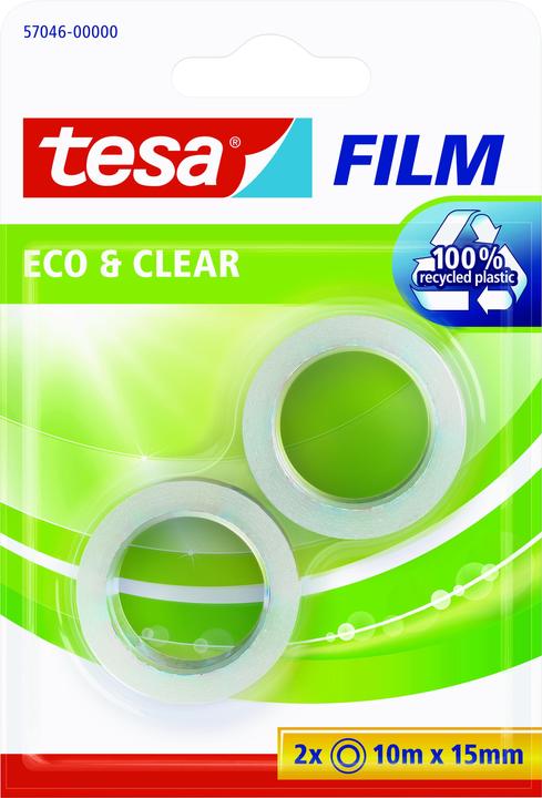 Produktbild tesa 2x tesafilm ECO & CLEAR, lösungsmittelfrei und alterungsbeständig (15 mm)