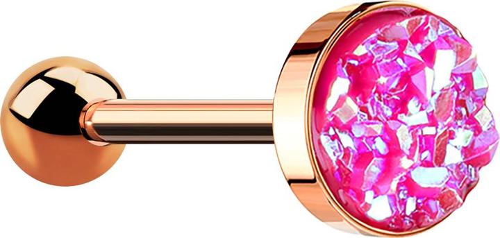 Immagine prodotto Star Piercing Micro Barbell rosegold mit Druse Stein pink (senza ottone, Acciaio chirurgico 316L)