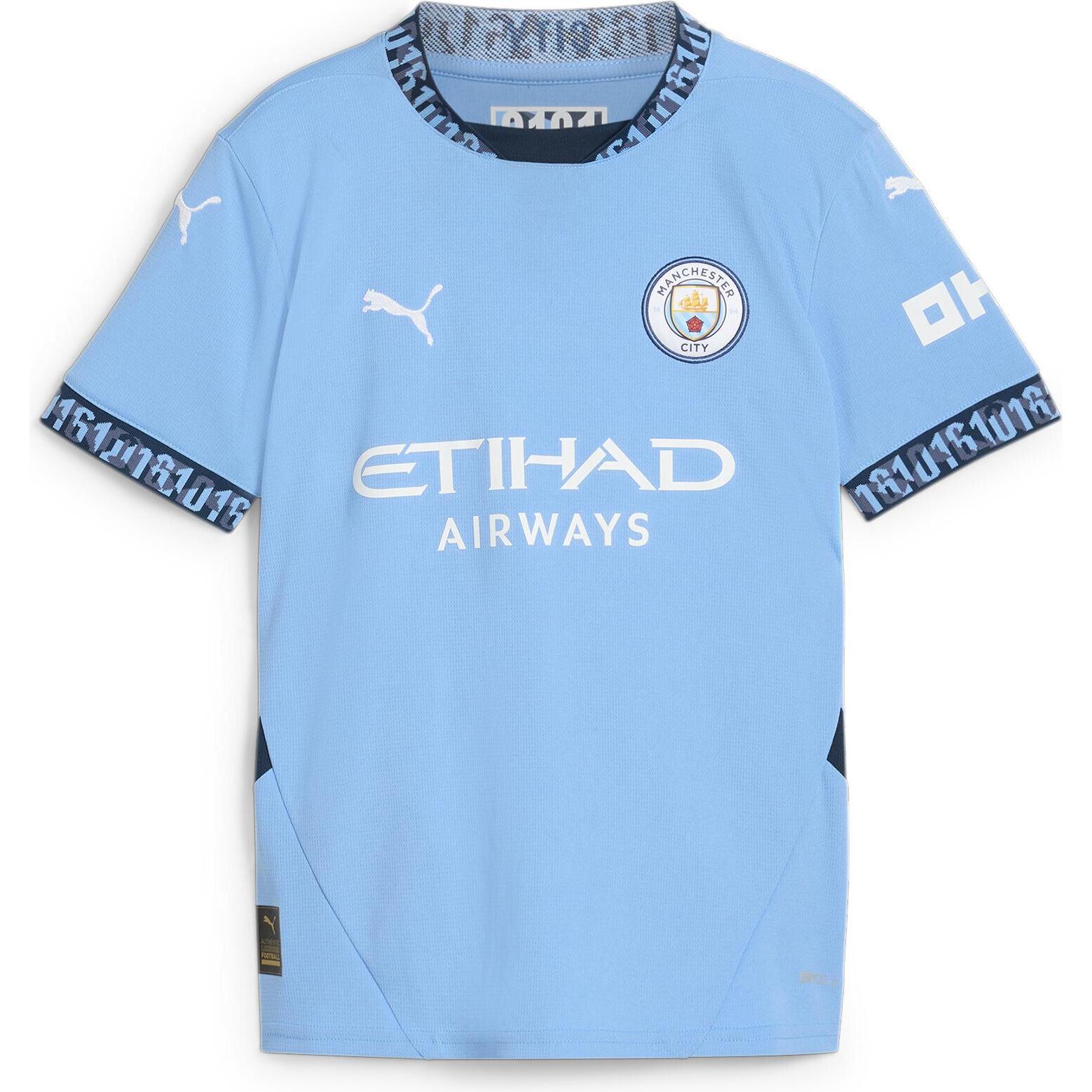 Puma, Jungen, Fussballtrikot, MCFC Home Jersey Replica Jr (164), Blau, 164