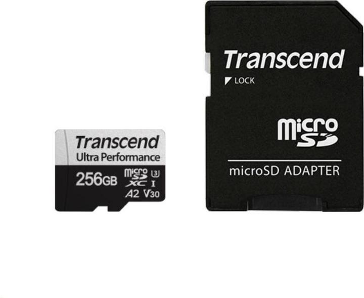 Actual product image Transcend SD microSD Card SDXC USD340S w/Adapter (256 GB, microSDXC, U3, UHS-I)