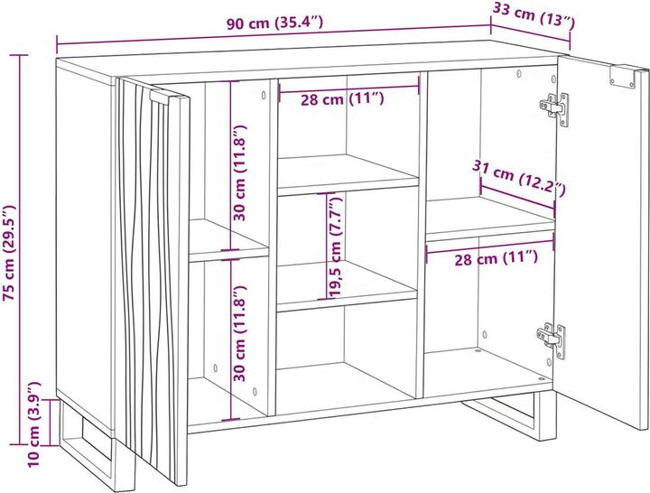 Image du produit vidaXL Sideboard Aufbewahrung (33.50 x 33 x 75 cm)