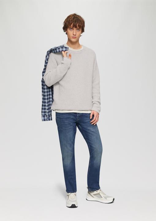 Produktbild s.Oliver Strickpullover Melierter Strickpullover mit Rippstruktur (XXL)