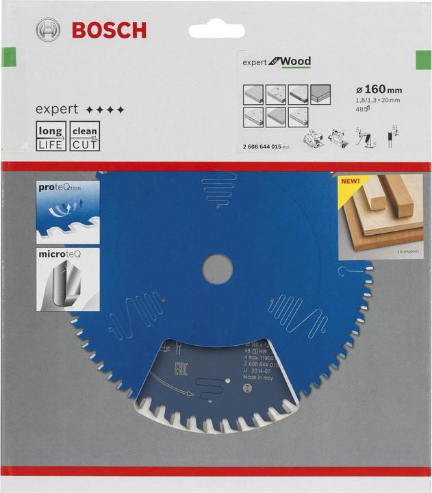 Produktbild Bosch Professional Zubehör Kreissägeblatt Expert for Wood, 160 x 20 x 1,8 mm, 48