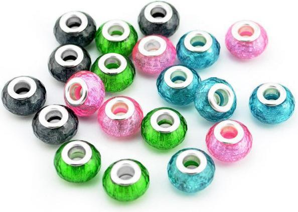 Produktbild Hermex Bead versilbert 925 - Silbrig Grün/Gelb (Silber 925, Metalllegierung/Acrylglas)