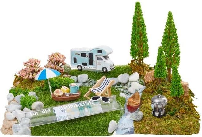 Actual product image Hobby Fun Mini-Utensilien Liegestuhl 10 cm, Blau-Weiss