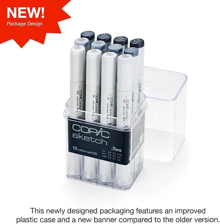 Actual product image Copic Marker sketch, set of 12 "Grey "ne CG" (12x)