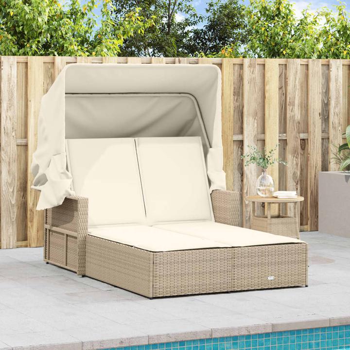 Actual product image VidaXL Double sun lounger with roof and cushions (114 cm)