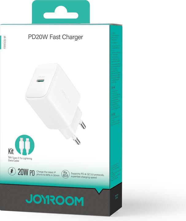 Image du produit Joyroom Chargeur rapide PD 20W USB-C avec câble 20W USB-C vers Lightning, 1m - Blanc (20 W, 1 portion)