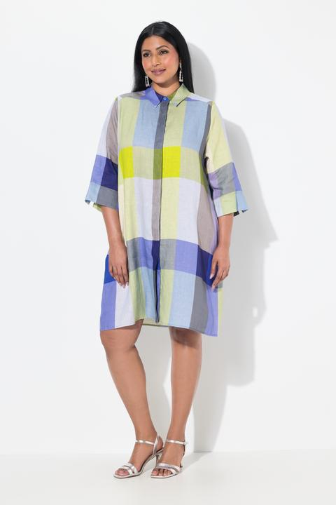 Produktbild Ulla Popken Leinen-Longbluse, Hemdkragen, Taschen, 3/4-Arm (46, 48)
