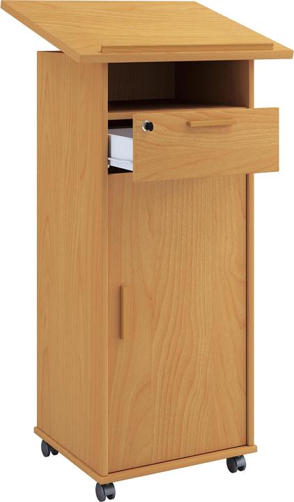 Image du produit VCM Pupitre debout Pupitre d'orateur Meeta avec roulettes Porte tournante (60 x 50 x 120 cm)