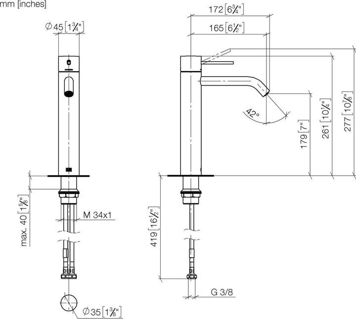 Produktbild Dornbracht META SLIM Waschtisch-Einhandbatterie mit erhöhtem Standfuss, ohne Ablaufgarnitur, für d