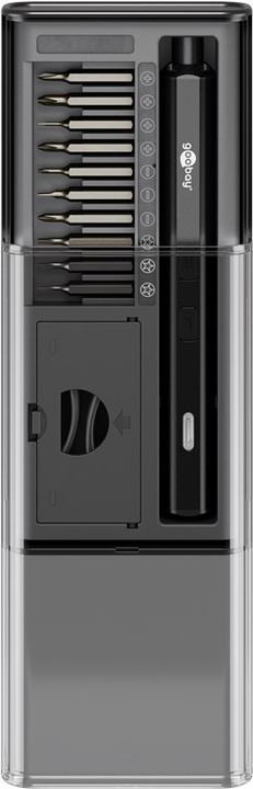 Actual product image Goobay Elektrischer Schraubendreher mit 20-tlg. Präzisions-Bitsatz (Hexagon socket round, Phillipps cross recess (PH), Tri-wing)