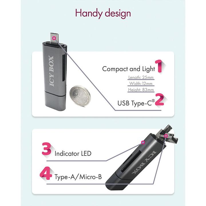 Produktbild Icy Box Ib-Cr200-C Sd (USB, USB 2.0 Micro-B)