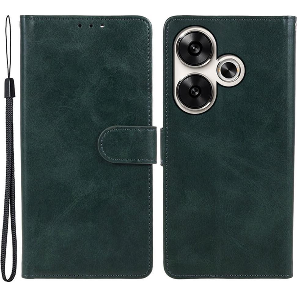 Cover-Discount Xiaomi Poco F6 - Leder Etui Hülle (Xiaomi Poco F6), Smartphone Hülle, Grün