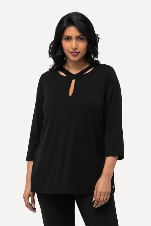 Immagine prodotto Ulla Popken T-shirt con apertura, lyocell, scollo particolare e maniche a 3/4 (46, 48)