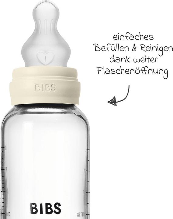 Actual product image Bibs - Glass Baby Bottle Round Silicone 1 pack 120 ml Slow Flow - Ivory - 120 ml (120 ml)