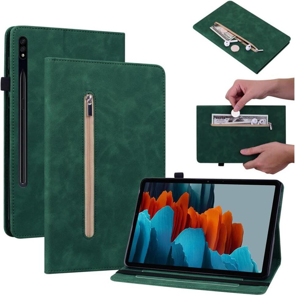 Cover-Discount Galaxy Tab S9 - Schutzhüllle mit Zipper Tasche grün (Galaxy Tab S9), Tablet Hülle, Grün