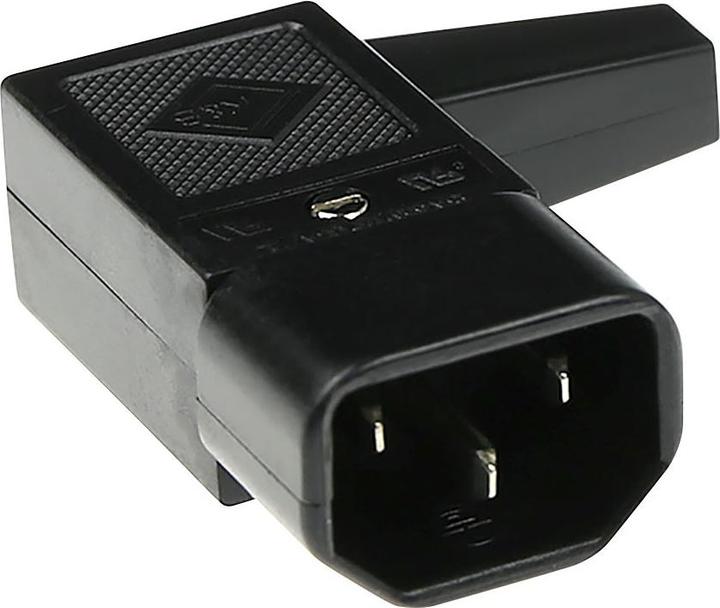 Actual product image MPE-Garry C14 Power connector male angled with cable outlet right