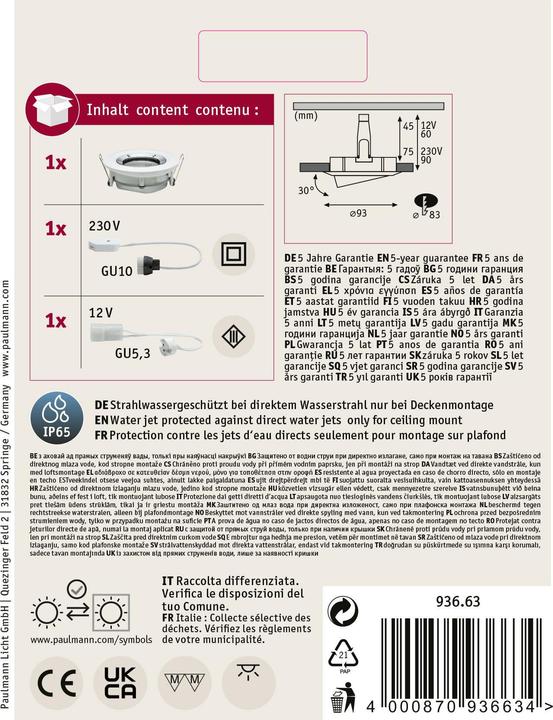 Immagine prodotto Paulmann Apparecchio da incasso Nova Plus Set (GU10, GU5.3)