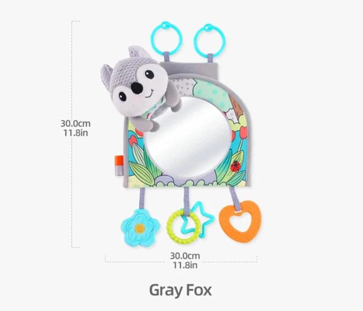 Actual product image Activity Board Baby Mirror Car Seat Toy Behind Teether and Crinkle Pape Fun Travel Infant Tummy Time