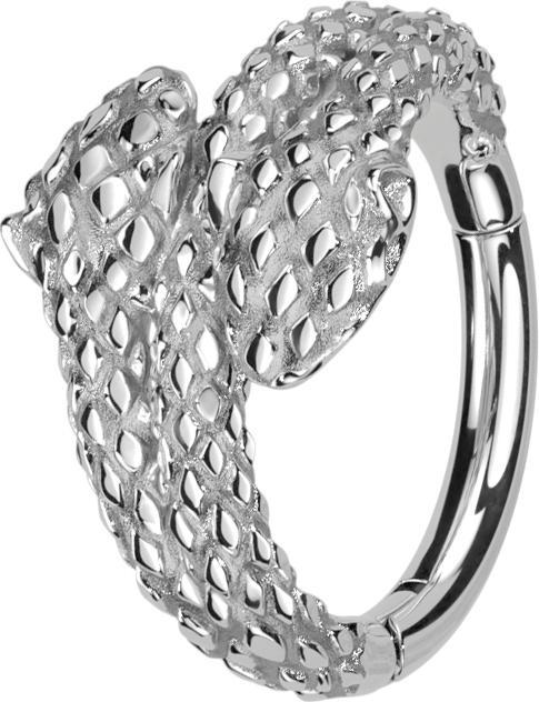 Immagine prodotto Star Piercing Anello a micro segmenti con cerniera in argento a doppia testa di serpente (senza ottone, Acciaio chirurgico 316L)