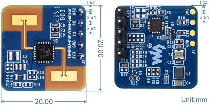 Image du produit WaveShare 24GHz HMMD mmWave Radar de personnes Capteur de présence S3KM1110