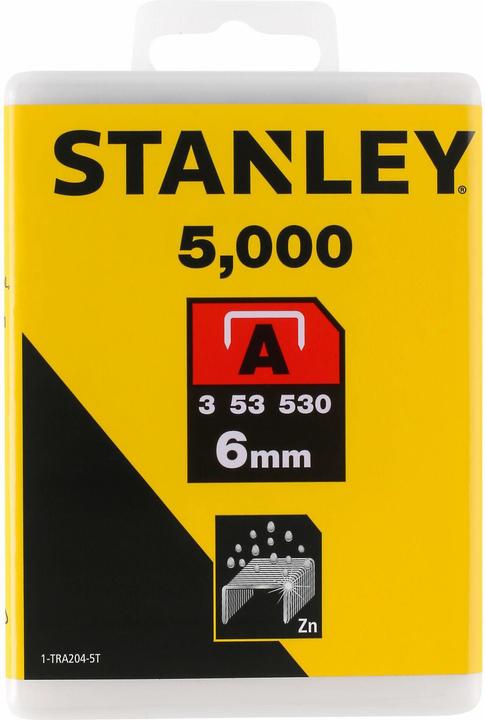Stanley Klammern Typ A (6 mm, Klammern aus Runddraht für Elektro- und Handtacker Typ A) 5000 Stück