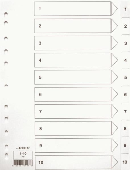 Produktbild Q-Connect Zahlenregister aus Kunststoff weiss 1-10