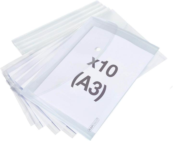 Rapesco 10 ® Dokumententaschen DIN A3 transparent klar (A3, 10x)