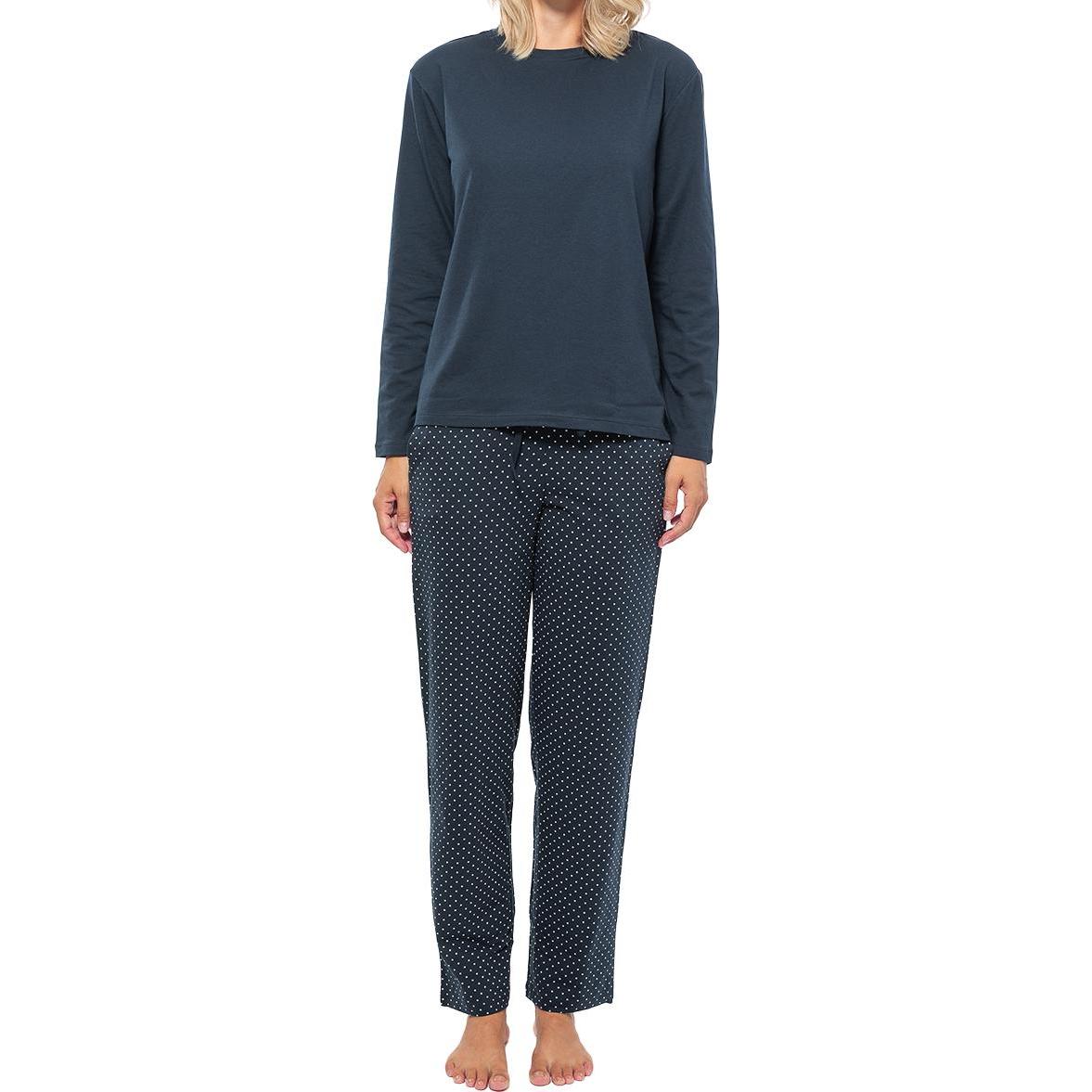 Schiesser, Damen, Pyjama, Organic Cotton Schlafanzug, Blau, (38)