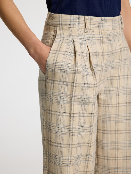 Image du produit Selected Femme Leinenmix Karo Hose mit weitem Bein (40)