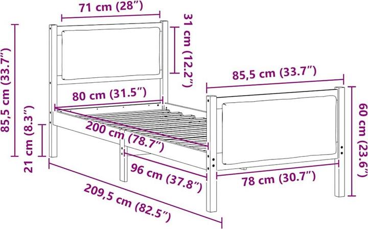 Image du produit vidaXL Moderner Bettrahmen (80 x 200 cm)