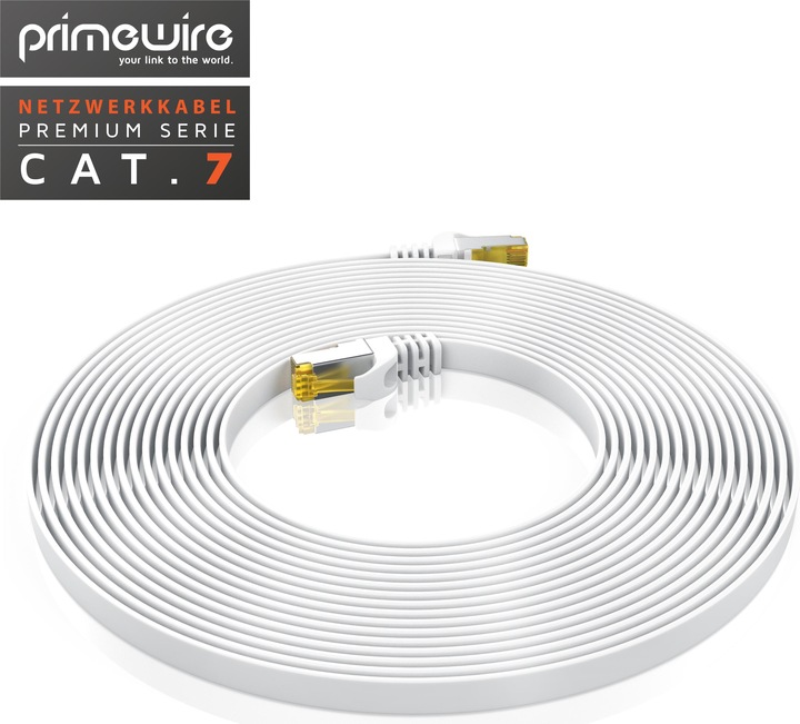 Produktbild Primewire CAT.7 Netzwerkkabel flach - Ethernet Gigabit Lan Kabel RJ45 - Patchkabel - komp. CAT.5 CAT.6 CAT.8 (U/FTP, CAT7, 0.50 m)
