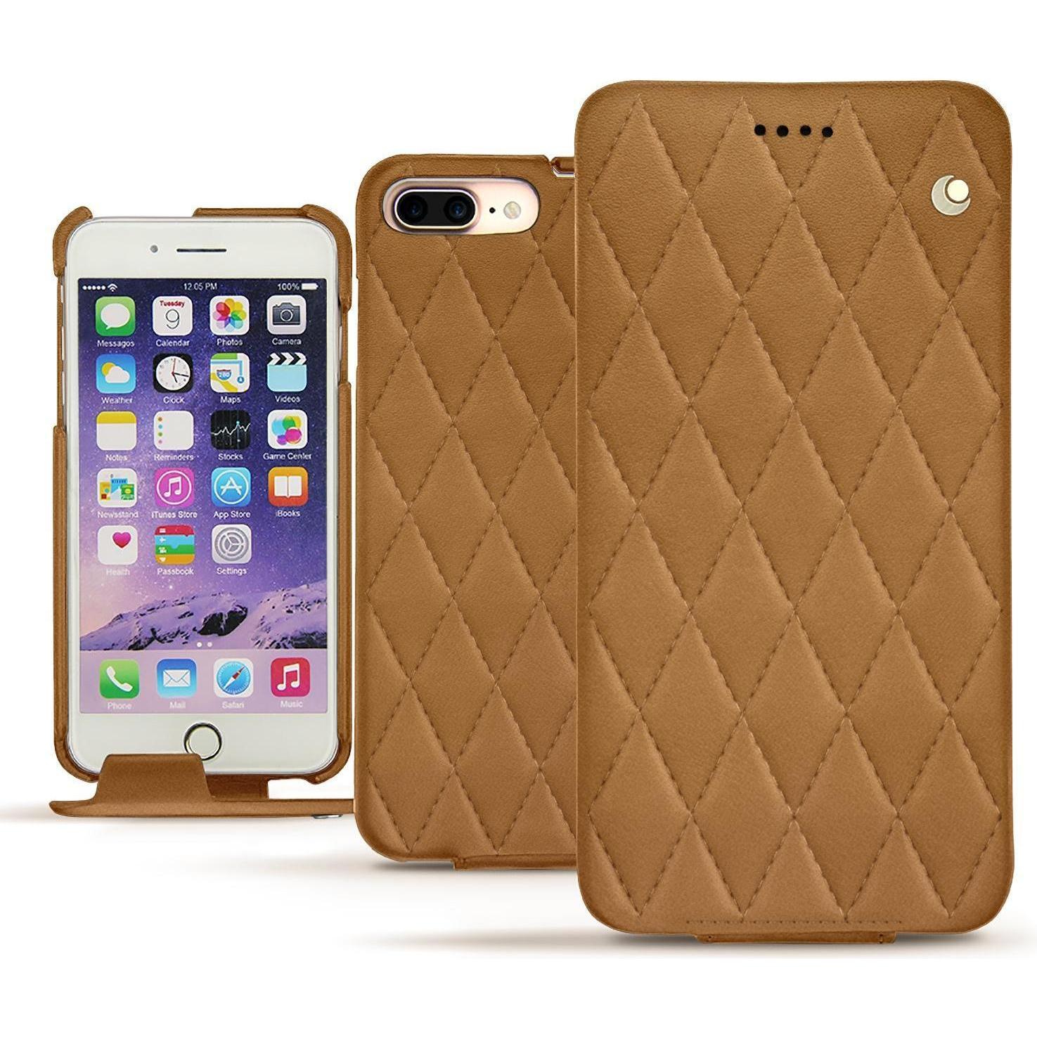 Noreve Lederschutzhülle vertikal (Apple iPhone 7 Plus), Smartphone Hülle, Braun