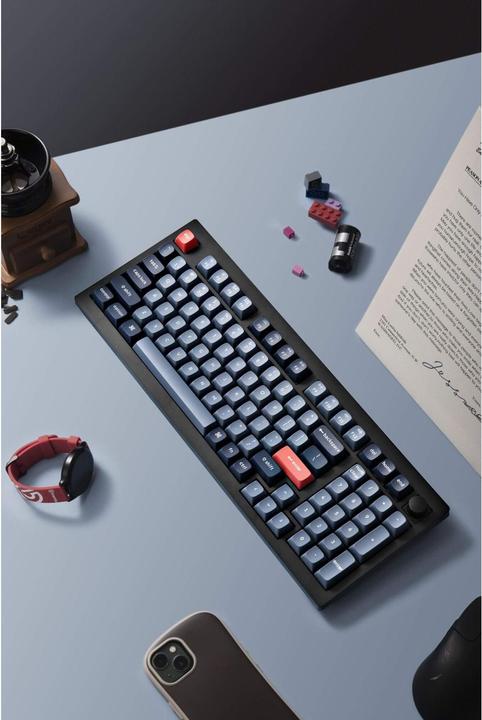 Immagine prodotto Keychron Tastiera meccanica wireless V5 Max QMK/VIA RGB con manopola rossa (nero) (US, Cablato, Senza fili)