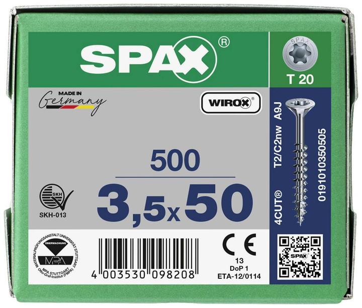 Produktbild Spax Senkmultikopf T-Star Plus T20 Teilgewinde Wirox (500 Schrauben pro Stück, 3.5 x 50 mm)