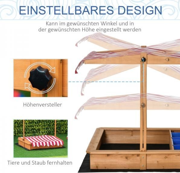 Image du produit Outsunny Bac à sable avec toit réglable en hauteur