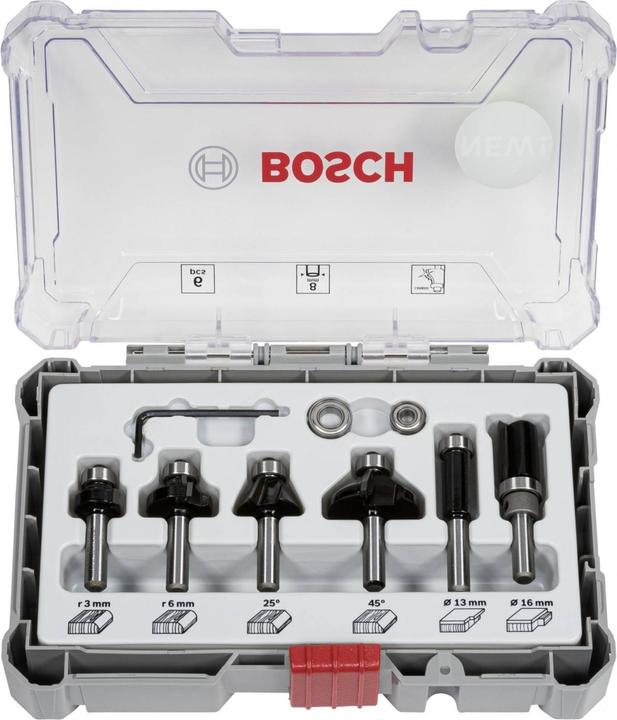 Bosch Professional Zubehör Set di frese per bordi. Attacco da 8 mm. 6 pezzi