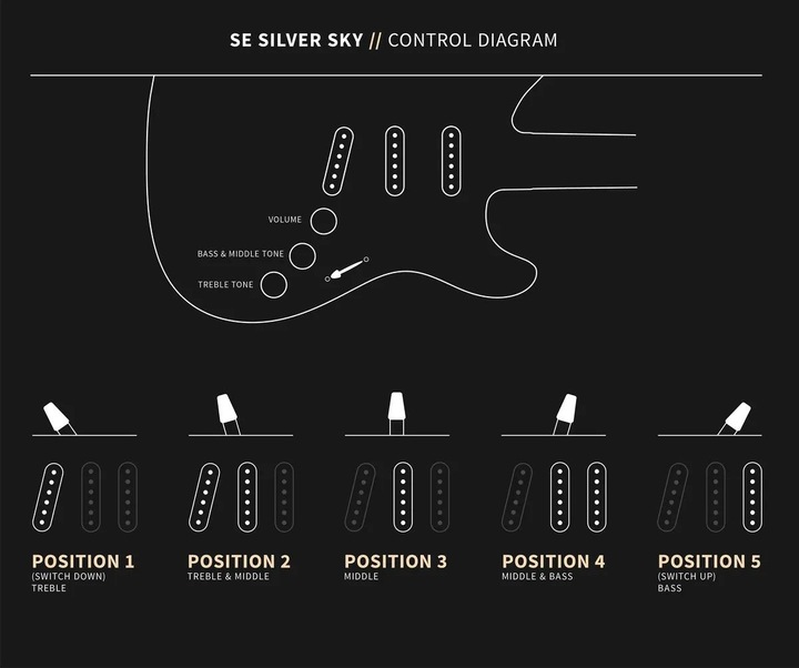 Produktbild PRS SE Silver Sky (E-Gitarre, Pappel, Rosewood)