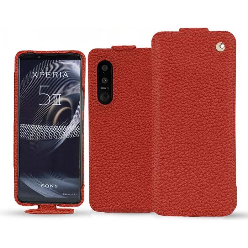 Noreve Lederschutzhülle vertikal (Sony Xperia 5 III), Smartphone Hülle, Orange
