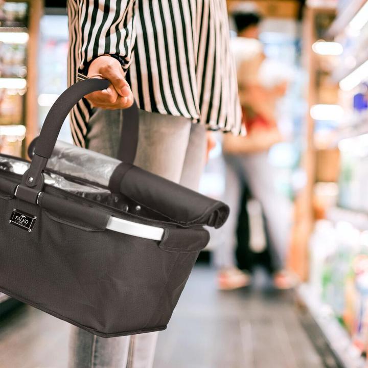 Immagine prodotto Genius Cestino della spesa Falko Duo, tessuto nero con pois colorati stampa nera/colore