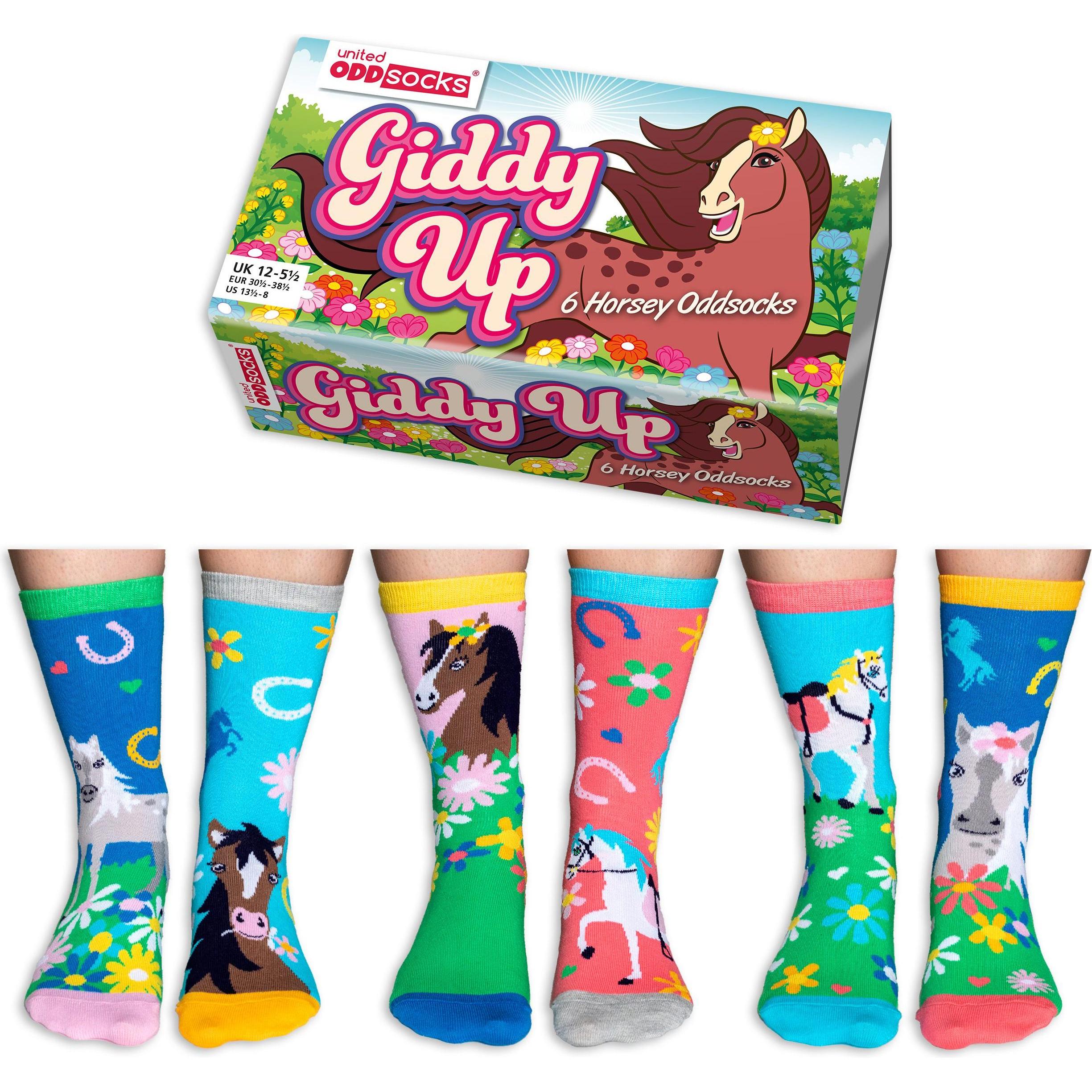 Thumbnail - United Oddsocks, Jungen, Socken, Giddy Up, Mehrfarbig, (3er Pack, 30 - 38)